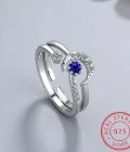 925 Sterling Silver Moon & Star Adjustable CZ Ring for Women – Romantic Fine Jewelry